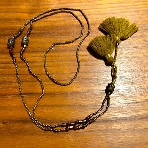 Bead gold necklace from Holbox, Mexico. Worn once for shoot.